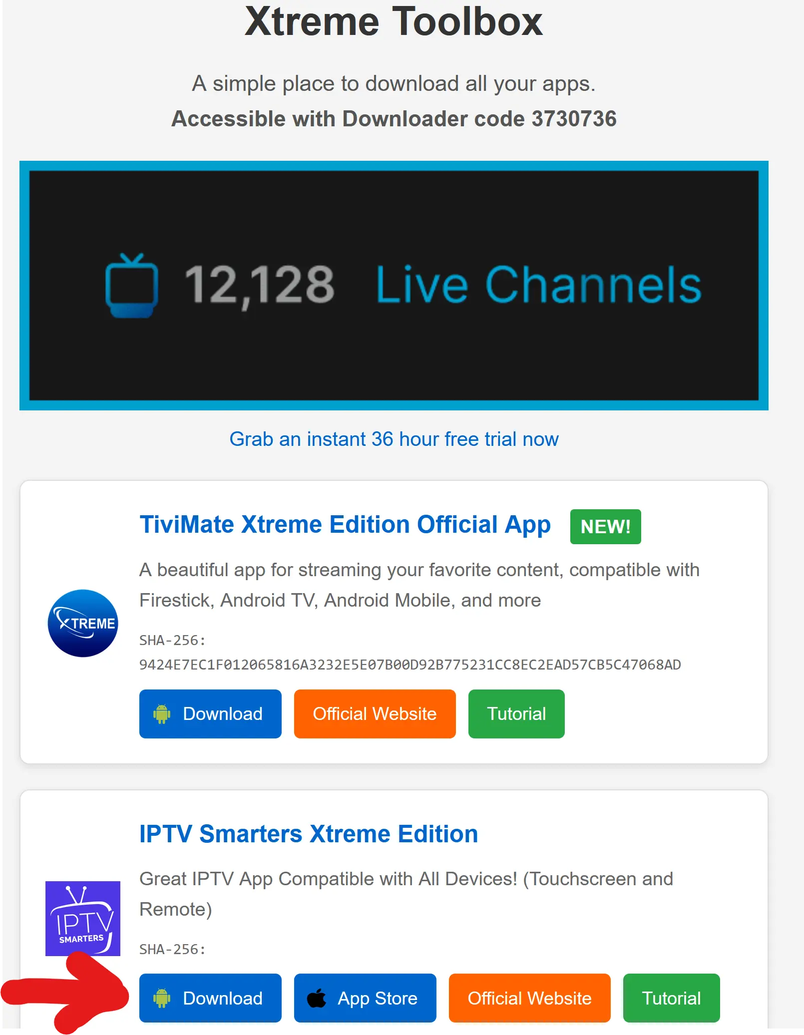 Tap the Download button next to IPTV Smarters Xtreme Edition in the Xtreme Toolbox